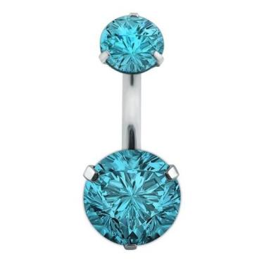 Imagem de Piercing De Umbigo Prata 2 Pedras Aço Cirúrgico Zircônia - DeCastro jo