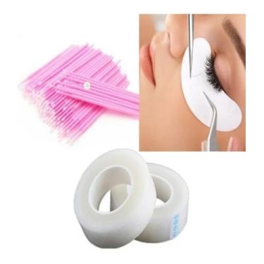 Imagem de Kit 100 Microbrush + 2 Fita Micropore + 10 Pares Pads Lash  - Importad