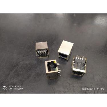 Imagem de 3x Conector Rj45 Blindado Com Led Femea 90 Pulsejack