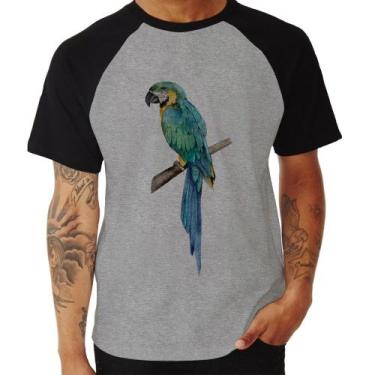 Imagem de Camiseta Raglan Arara Azul - Foca na Moda, Cinza, Preto, M