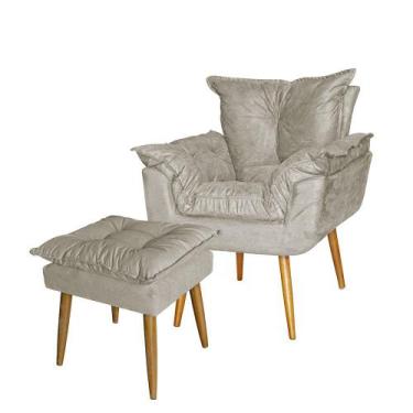 Imagem de kit Poltrona +Puff Opala Pé Palito Suede Bege - imperialwebstore movei