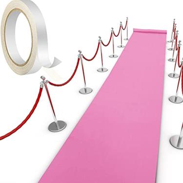 Imagem de Shappy Tapete rosa para festa, 55 g/m², com espessura de 55 g/m², tapete de corredor, para festa de casamento, pós-graduação, pista de dança, acessórios ao ar livre (2,6 x 30 pés)