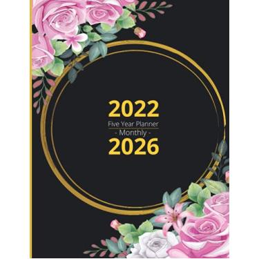 Imagem de 2022-2026 Five Year Planner: 60 Month Calendar and Organizer | Beautiful hand-drawing flowers | 5 Year Monthly Agenda 2022, 2023, 2024, 2025, 2026 | Watercolor Cover 8.5" x 11" in