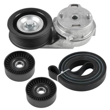 Imagem de LELEHOKA Kit de montagem de polia tensora de correia de transmissão 38382 adequado para Dodge Ram 1500/2500/3500 5.7L V8 2003-2008, kit de componentes tensores de correia de transmissão número de