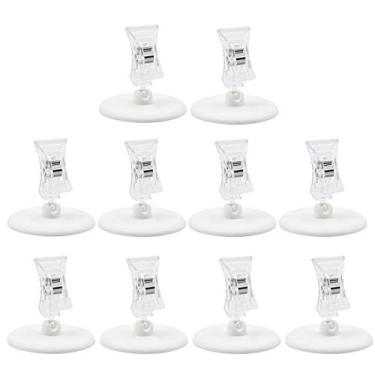 Imagem de eZAKKA 10 peças de clipes de sinal giratórios, cartões de visita, exibição de mercadoria, suporte de clipe POP com base redonda para etiquetas de preço, memorando, tabela, cartões de número, foto (5,5