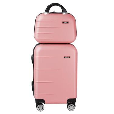 Imagem de Kit Mala de Bordo Silent Ipanema + Frasqueira - Padrão ANAC | Rígida em ABS | 4 Rodas Duplas 360° | Cadeado Numérico Integrado | Leve e Resistente (Rosa Candy)