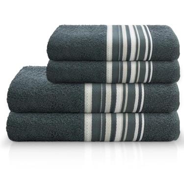 Imagem de Camesa Jogo de Toalhas 4 Peças Vegas by Gato Panda - 7 Cores, 99% Algodão, 2 Toalhas de Banho (130x62cm) e 2 de Rosto (45x70cm), Toque Macio e Alta Absorção Piscina Banho Praia (Chumbo)