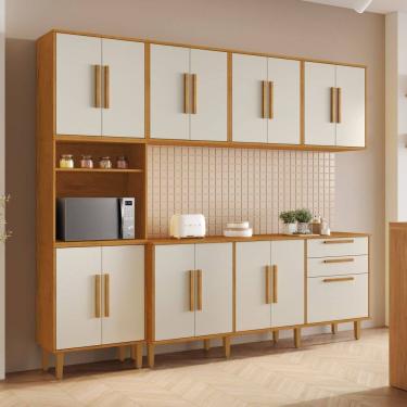 Imagem de Cozinha Completa 5 Peças 15 Portas 2 Gavetas Lorena Marrom/Off White