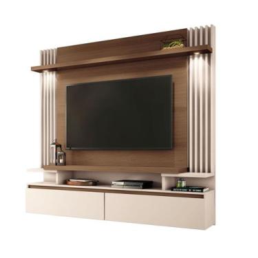 Imagem de Home Painel Suspenso Vigo Para Tv 55 Polegadas 181x168-Castanho-Off Wh