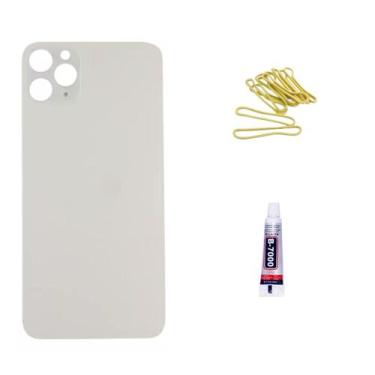 Imagem de Tampa Traseira De Vidro Para Iphone 13 Pro Branca + Cola 3ml + Lente -
