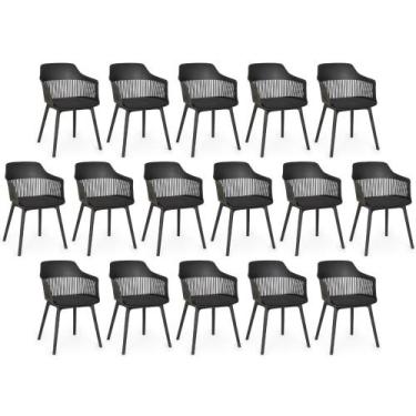 Imagem de Kit 16 Cadeiras de Jantar Estofada Marcela - Preto - Magazine Decor