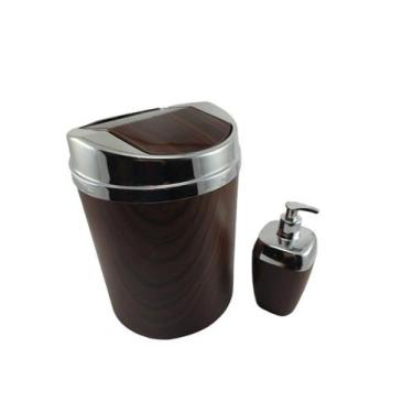 Imagem de Conjunto Lixeira 5 Litros Tampa Basculante + Porta Sabonete Líquido Am