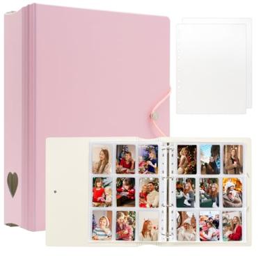 Imagem de Fichário A4 Kpop Photocard, álbum de fotos com 4 argolas para mini câmera Fujifilm Instax Polaroid para impressora, filme fotográfico, suporte Kpop de 5 x 7,6 cm, livro com 25 páginas e 9 bolsos (rosa