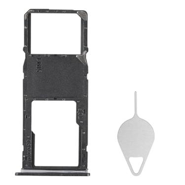 Imagem de BESJMYT Substituição da bandeja do cartão SIM para Samsung Galaxy A03 Core (versão SIM único) Adaptador de suporte de slot de bandeja de cartão preto com ejetor de agulha para A03 Core SM-A032F