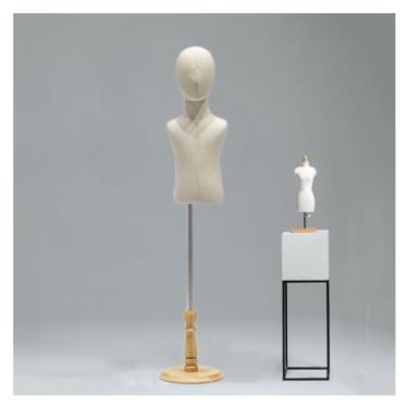 Imagem de Manequim de costura em forma de vestido infantil ajustável para manequim torso, manequim infantil com base de madeira para exibição de roupas de estúdio de janela, A, 135#