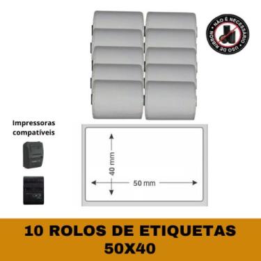 Imagem de Etiqueta Adesiva 58x40 P/ Mini Impressora E Pos58 - 10 Rolos - TITANNE