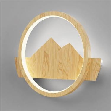 Imagem de Luminárias de parede LED de ferro para decoração interna 13W com transferência de água e acabamento em madeira para sala de estar, quarto, escada, branco quente (B)