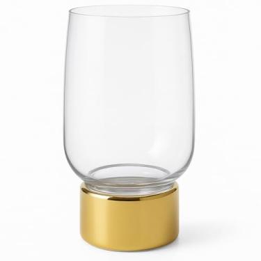 Imagem de Vaso de vidro moderno de 30,5 cm com base – Detalhe de cilindro alto para decoração de casa, centros de mesa ou arranjos florais – Presente elegante para o dia das mães, inauguração de casa ou