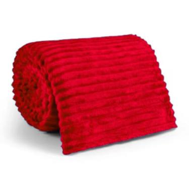 Imagem de Manta Cobertor Casal Microfibra Canelada Coberta Macia Riscada Quentinha 1,80x2,00(Vermelho)