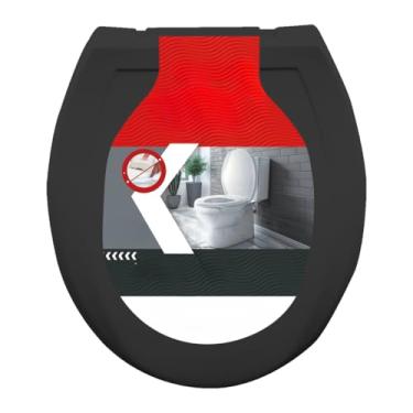 Imagem de Assento Oval Almofadado Confortável Para Vaso Sanitário Com Tampa Macia E Design Moderno E Durável(Preto)