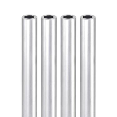 Imagem de DTGN Tubo redondo de alumínio sem costura de 25 x 0,7 x 0,5 cm (CxODxID) - Pacote com 4 - Bom para artesanato DIY - Tubo reto de alumínio 6063 - Prata