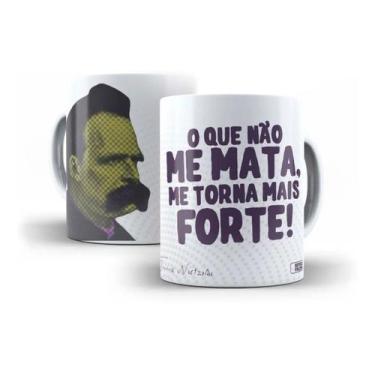 Imagem de Caneca Porcelana Filosofia Nietzsche O Que Não Me Mata Me Torna Mais F