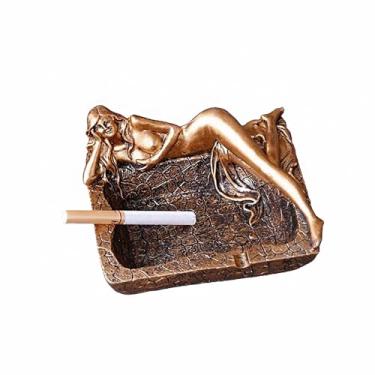 Imagem de Cinzeiro de criatividade cinzeiro de mesa divertido homens moda para fumar material de resina cinzeiro de mesa escritório de uso doméstico decorar ornamentos (tamanho: Gold)