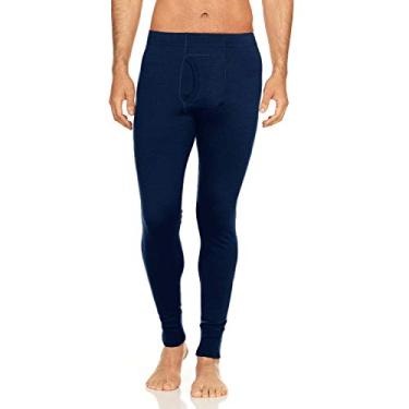 Imagem de Calça masculina 100% lã merino camada base de peso médio - Long Johns - Roupa íntima térmica - camada base masculina de caminhada - azul marinho - 2GG