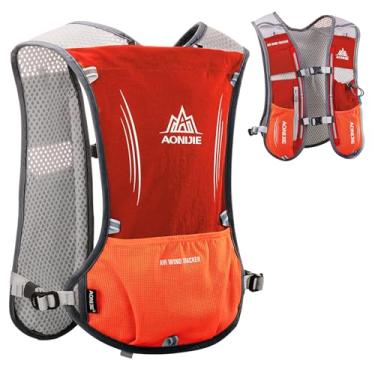 Imagem de AONIJIE Colete mochila de hidratação, capacidade de 5 l, design com vários bolsos, respirável e leve, pacote para esportes ao ar livre – corrida, ciclismo, escalada e caminhadas, apenas colete, laranja