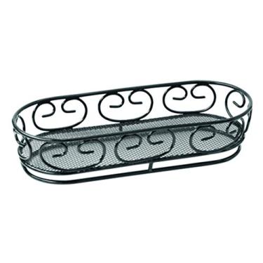 Imagem de PACKNWOOD 294BASKO23 - Cesta de pão de arame de metal com suporte de ramekin integrado - Exibição de cesta de metal - Cesta oval reutilizável de arame de metal de aço inoxidável - (23 x 9 x 5 cm)