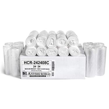 Imagem de Aluf Plastics Sacos de lixo de alta densidade, 10 galões, 1000 unidades, 8 mícrons (eq), 61 cm x 61 cm, transparente, para banheiro, escritório, industrial, comercial, zeladoria, municipal, reciclagem