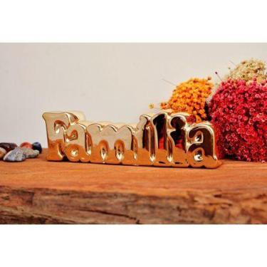 Imagem de Letreiro Decorativo de Porcelana Família Dourado - Paz Interior Store