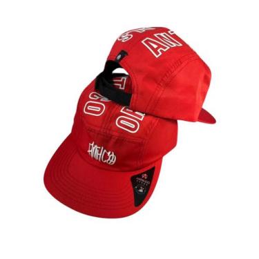 Imagem de Boné Masculino Five Panel Aba Reta Modelo Aberto Strapback Preto Anth 