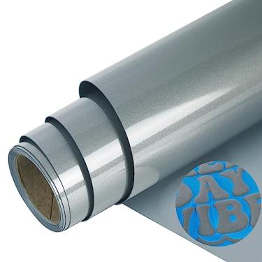 Imagem de guangyintong Rolos De Vinil Transferência Térmica Silver Puff Htv, 30,5 Cm X 6 M, 3D Para Camisetas, Fácil Cortar E Com Design Diy.
