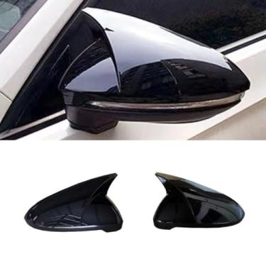 Imagem de Capa de proteção traseira para carro compatível com lamando 15-18 kit de acabamento de capa de espelho lateral acessórios de carro (preto brilhante)