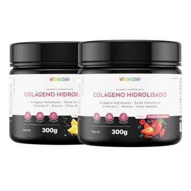 Imagem de Kit 2 Colágeno Hidrolisado com Ácido Hialurônico, Vitamina C e Biotina | Para Pele, Cabelos, Unhas e Articulações – Vitaease (300g, Sortido)