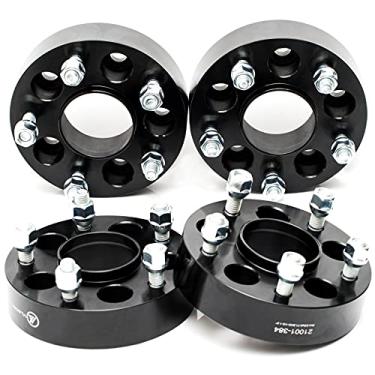 Imagem de VLAOSCHI Adaptadores de roda Hubcentric Forged preto, 12 x 12 cm, 3,8 cm, compatível com Jeep, conjunto de 4 adaptadores de roda com parafusos de 1,27 cm para aros 5 x 127 em XJ KJ KK YJ TJ ZJ MJ Wrangler Cherokee Liberty Comanche