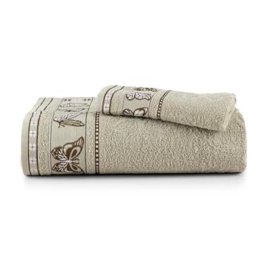 Imagem de Jogo de Toalhas Cindy, 1 Toalha de Banho 135x68cm e 1 Toalha de Rosto 46x70cm, 100% Algodão, 340g/m² (Sisal)