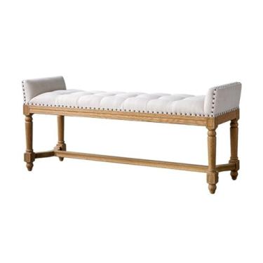 Imagem de LICONG-2019 Banqueta de extremidade arte simples banco vintage carvalho cabeceira banco rural europeu sala de estar mudança de sapato sofá banco longo