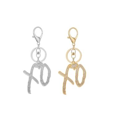 Imagem de Unise High Hip Hop XO Letter Pingente Chaveiro para mulheres, Moda Criativa Zircônia Cúbica Hip Hop Rock Presente Joias, Quadril prata + ouro, G