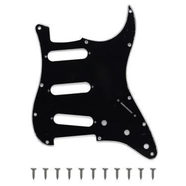 Imagem de Protetor de palheta SSS estilo ST/Strat de 11 furos para peças de guitarra estilo moderno Stratocaster/Strat dos EUA/México, 3 camadas com parafusos (preto, 3 camadas)