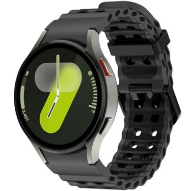 Imagem de Pulseiras de silicone marinho compatíveis com Samsung Galaxy Watch Ultra 7 6 5 4 FE de 47 mm, 40 mm, 44 mm, 5 Pro 6, pulseira respirável, esportiva sem lacunas, compatível com Samsung Watch Ultra de