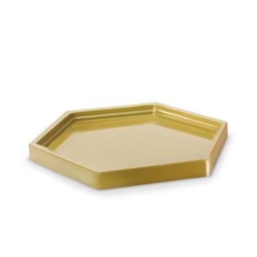 Imagem de Bandeja Sextavada Decorativa 22cm Acrílico Festas Decoração 1 Unidade (DOURADA)