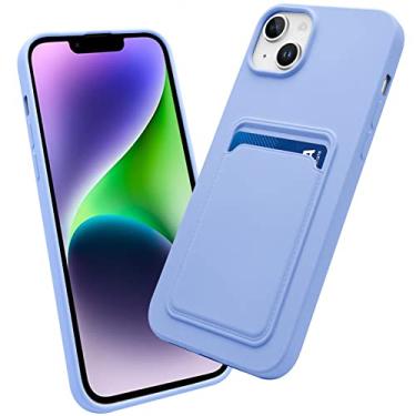 Imagem de OBHEI Capa para iPhone 14 Plus com suporte para cartão, capa protetora durável com compartimento para cartão da Apple iPhone 14 Plus de 6,7 polegadas - roxa
