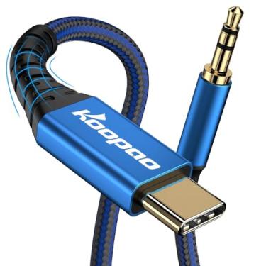 Imagem de KOOPAO Cabo USB C para conector auxiliar de áudio de 3,5 mm, tipo C para fone de ouvido estéreo de 3,5 mm, compatível com iPhone 15 16Pro Max, Galaxy S24 S23 S22 S21, iPad Pro, Pixel 4 5XL -9 cm azul