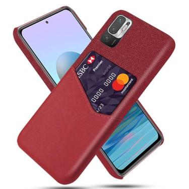 Imagem de Capa para Xiaomi Redmi Note 10 5G,Tela e tampa de couro PU,Antideslizante,360°cobertura completa à prova de choque com 1 slot de cartão atrás,Prevenção de queda-Red