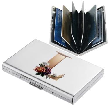 Imagem de BONSYL® Carteira com porta-cartões de crédito de metal com bloqueio de RFID para homens e mulheres – Estojo fino de aço inoxidável com padrões artísticos, design antifurto, comporta de 6 a 12 cartões.