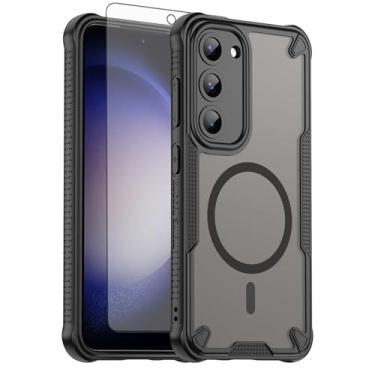 Imagem de Asuwish Capa de celular para Samsung Galaxy S23 Plus S23+ 5G, compatível com Magsafe Magnetic, protetor de tela, traseira fosca translúcida, à prova de choque, capa protetora S23plus S 23 + 6,6
