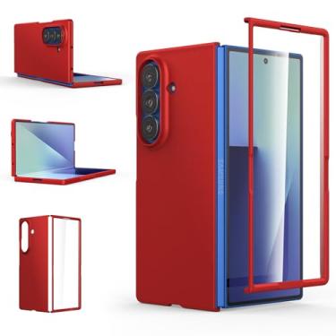 Imagem de Foluu Capa Slim Fit para Samsung Galaxy Z Fold 7, com protetor de tela frontal integrado, capa protetora de PC ultrafina fosca para Samsung Galaxy Z Fold7 5G 2025 (vermelho)