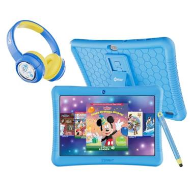 Imagem de Contixo Pacote de tablet infantil K102 de 10 polegadas – fones de ouvido infantis sem fio, 32 GB, mais de 80 eBooks Disney (valor de $350), controles parentais, câmeras duplas, capa à prova de choque